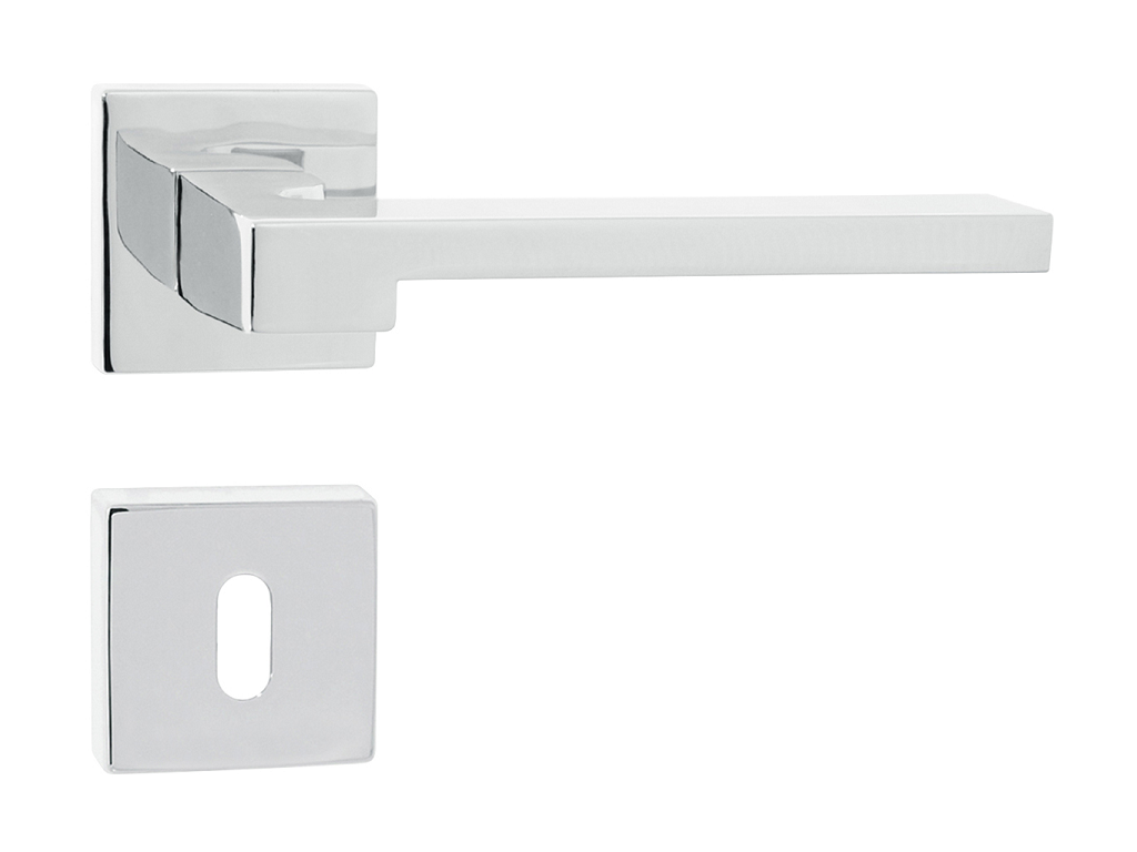 Maniglia Ginevra Rosetta Quadra d.50x50x10h Foro Chiave Cromato Lucido | ADF - immagine 1
